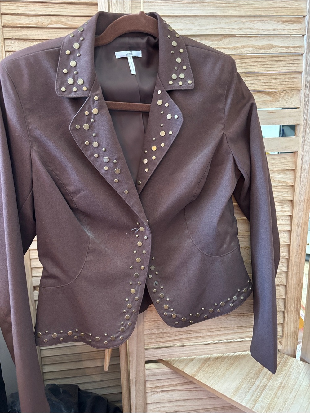 Metro 7 Brown Studded Blazer Jacket 8